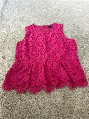 J. Crew Hot Pink Lace Peplum Dress - Girls